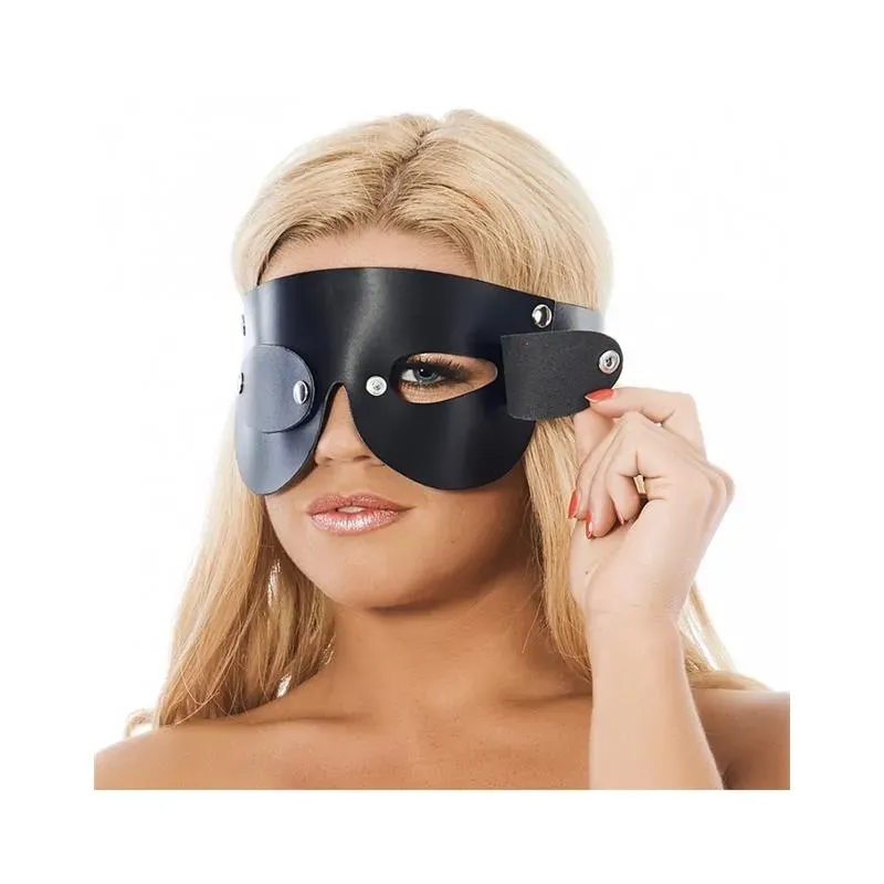 Antifaz con Anteojeras Desmontables Cuero Ajustable – Esposas y Antifaces