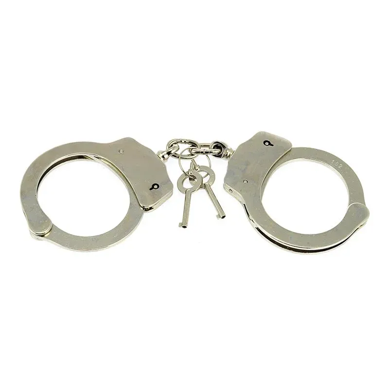 Rimba Bondage Play Esposas de Acero Niquelado Ajustables – Esposas y Antifaces