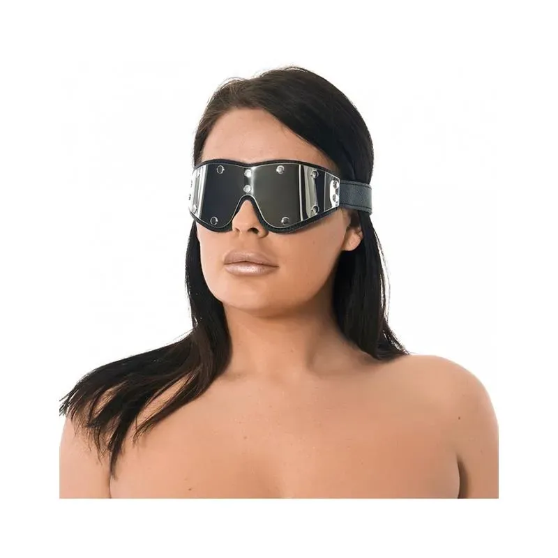 Antifaz Cuero y Metal Flexible Ajustable – Esposas y Antifaces