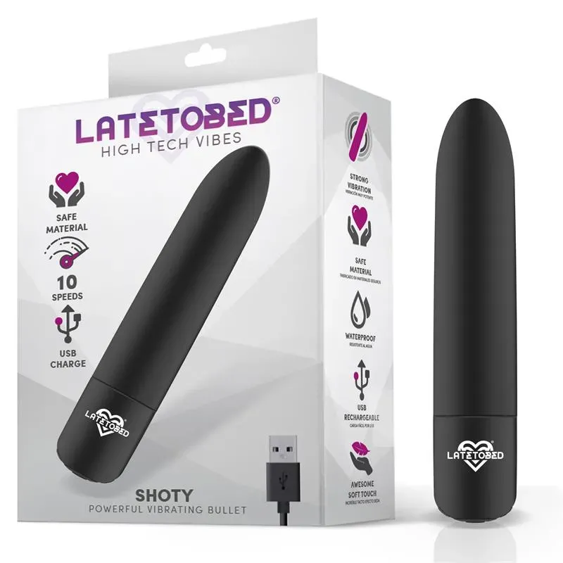 Shoty Bala Vibradora USB 10 Velocidades Potente Motor Negro – Balas Vibradoras
