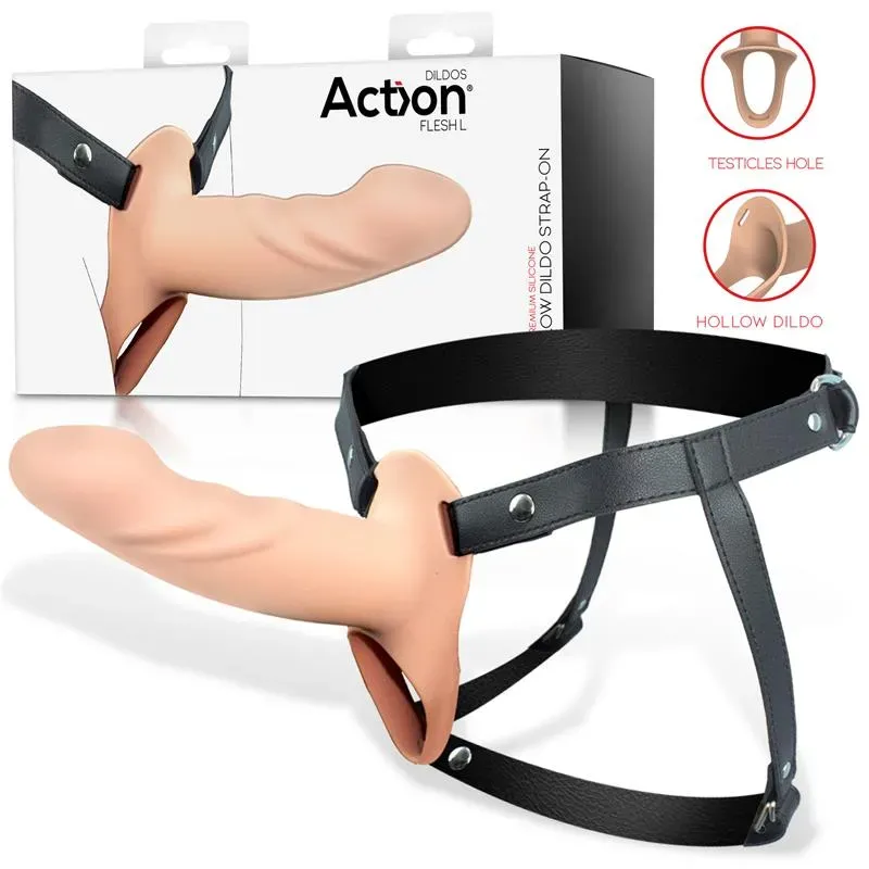 Arnés Strap-on con Dildo Hueco Silicona Premium Talla L – Arneses