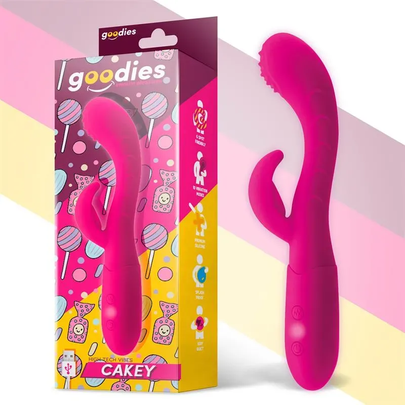 Cakey Vibrador Punto G y Conejito USB Silicona Fuchsia – Vibradores