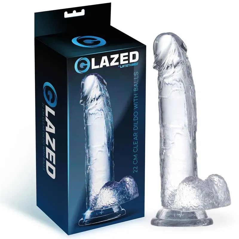 Dildo Realista con Testículos Material Cristalino 22 cm – Dildos