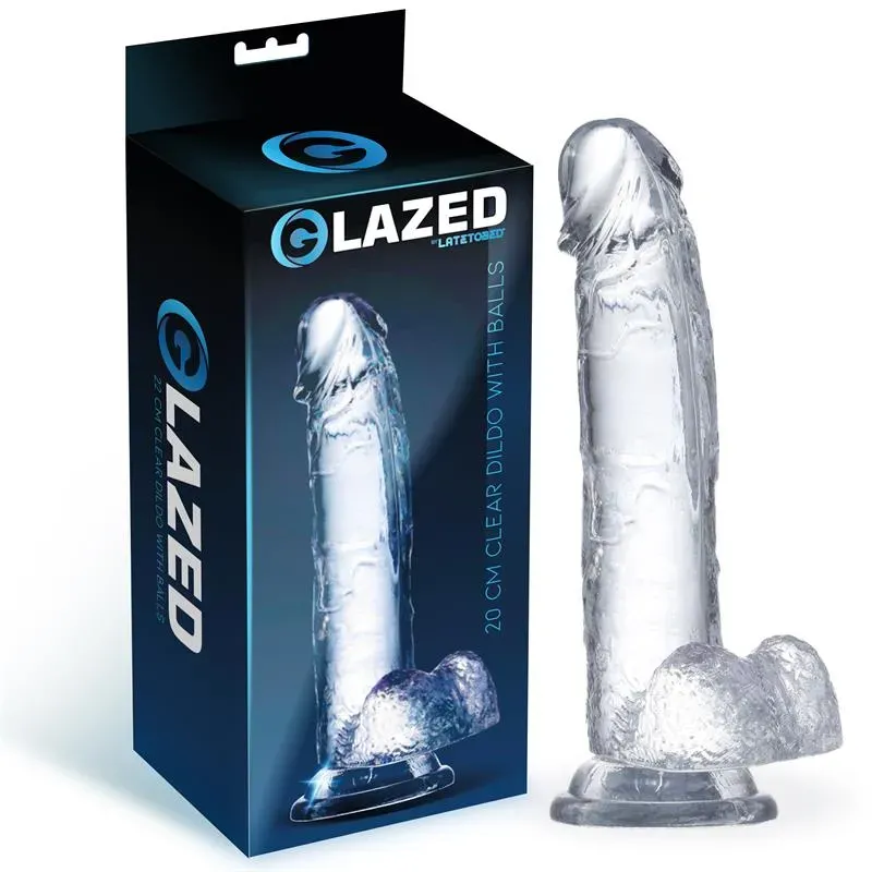 Dildo Realista con Testículos Material Cristalino 20 cm – Dildos