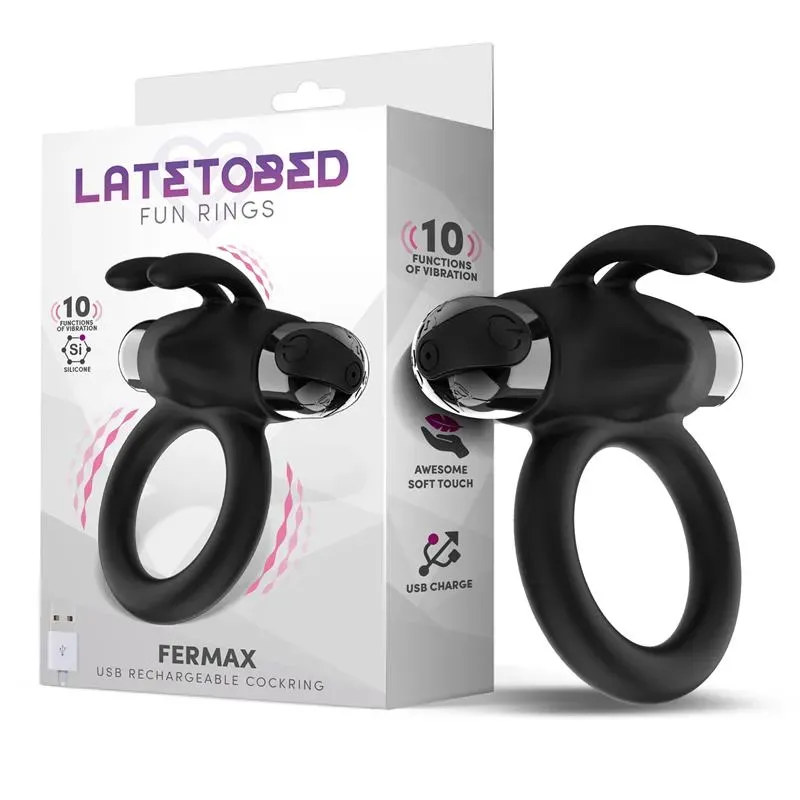 Fermax Anillo Vibrador con Conejito USB Silicona Negro – Anillos Pene