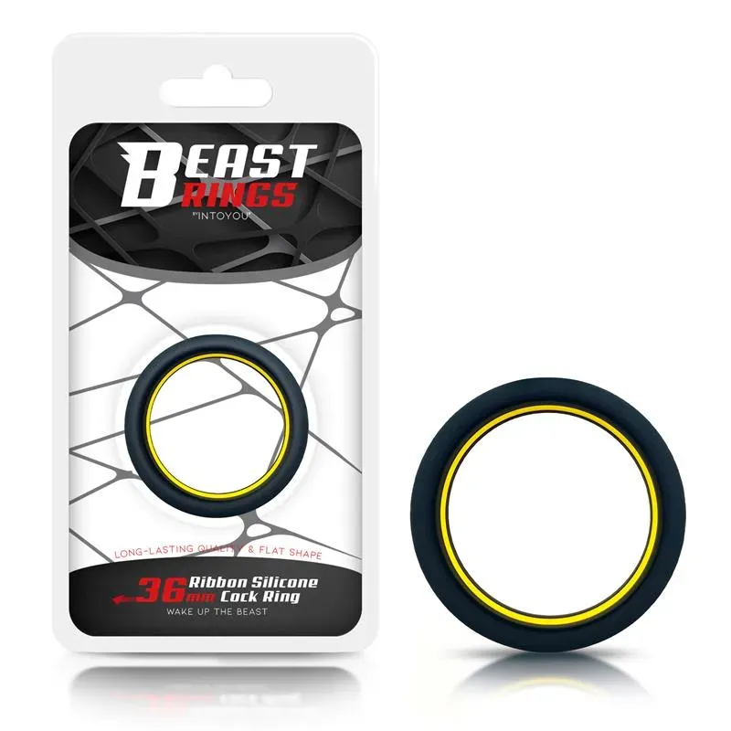 Anillo para el Pene 100% Silicona Sólida 3.6 cm Amarillo y Negro – Anillos Pene