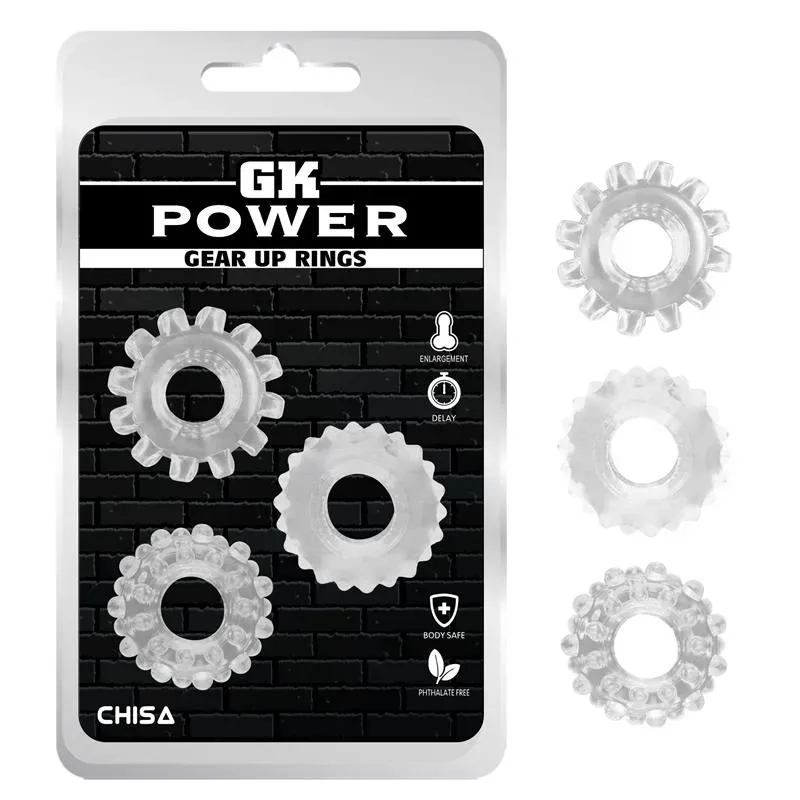 Kit 3 Anillos Pene Gear Up Transparente – Anillos Pene
