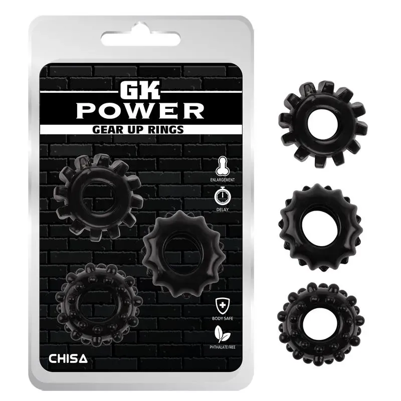 Kit 3 Anillos Pene Gear Up Negro – Anillos Pene