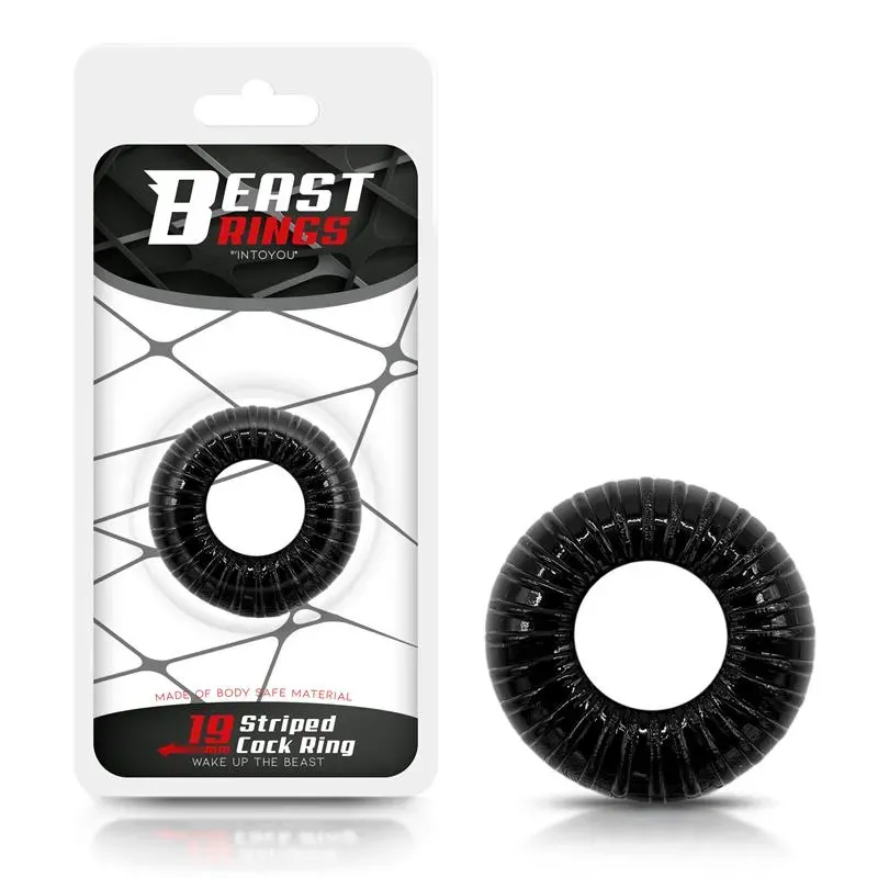 Anillo para el Pene Striped Súper Flexible y Resistente 1.9 cm Negro – Anillos Pene