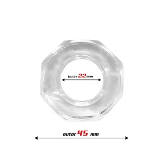 Anillo para el Pene Súper Flexible Poligonal 2.2 cm Transparente