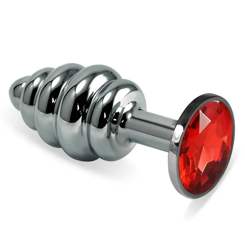 Plug Anal en Espiral Rosebud con Joya Rojo – Anal
