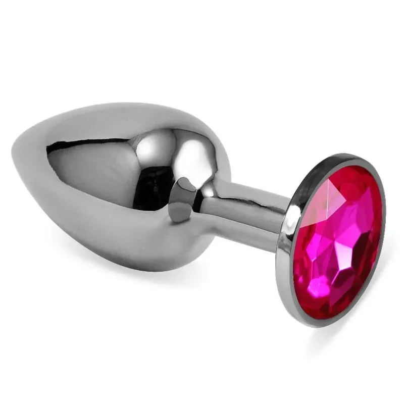 Plug Anal Plateado Rosebud Classic con Joya Fuchsia Talla S – Anal