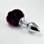 Plug Anal de Metal con Pompon Púrpura Talla L