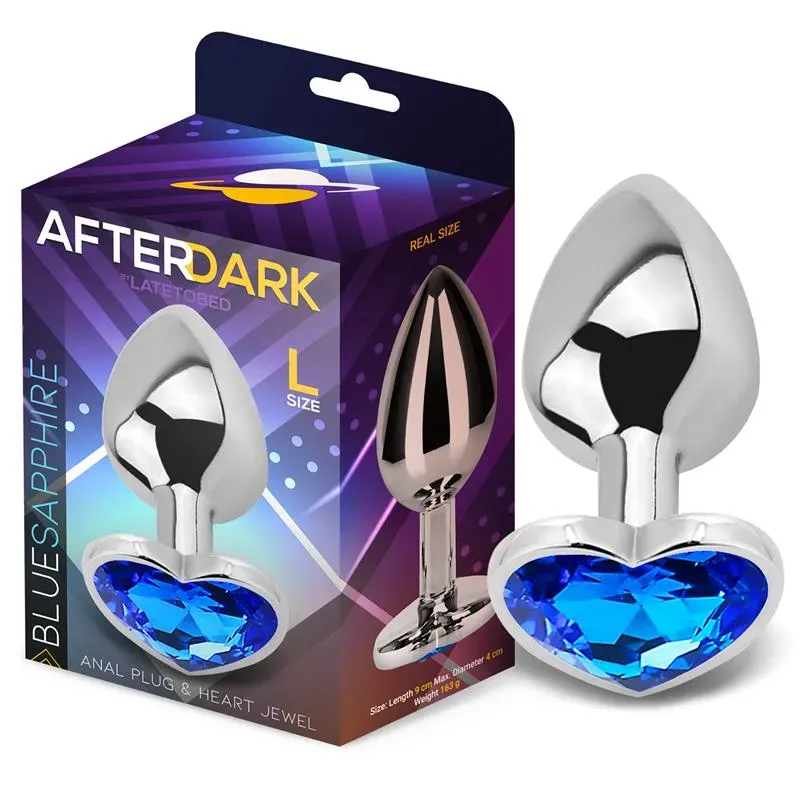 Plug Anal con Joya de Corazón Blue Sapphire Talla L – Anal