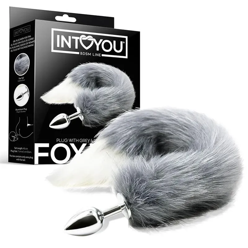 Plug Anal con Cola de Zorro Gris y Blanco – Anal