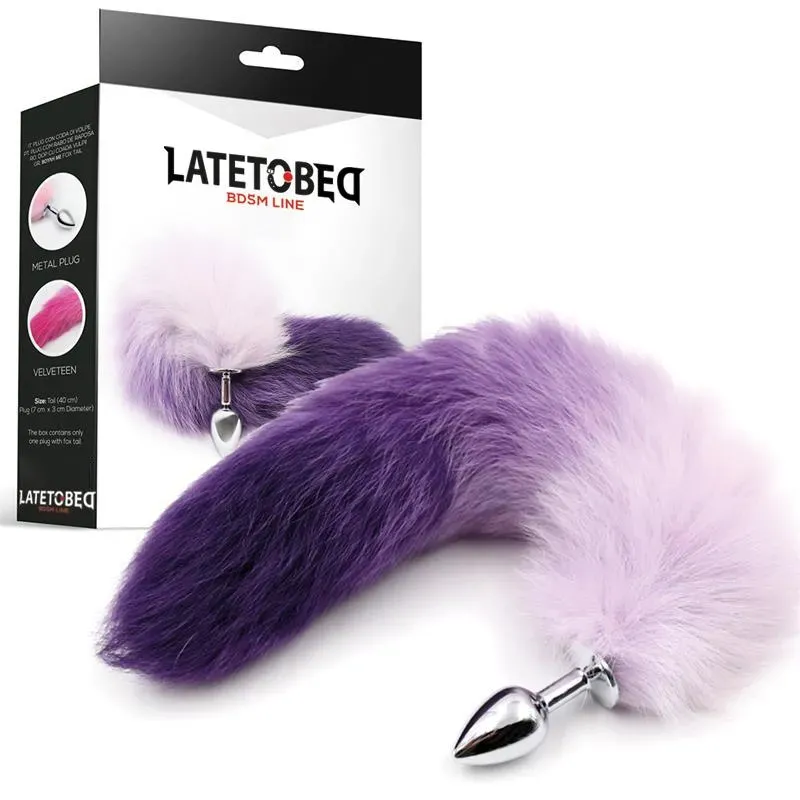 Plug Anal con Cola de Zorro Púrpura y Blanco Talla S – Anal