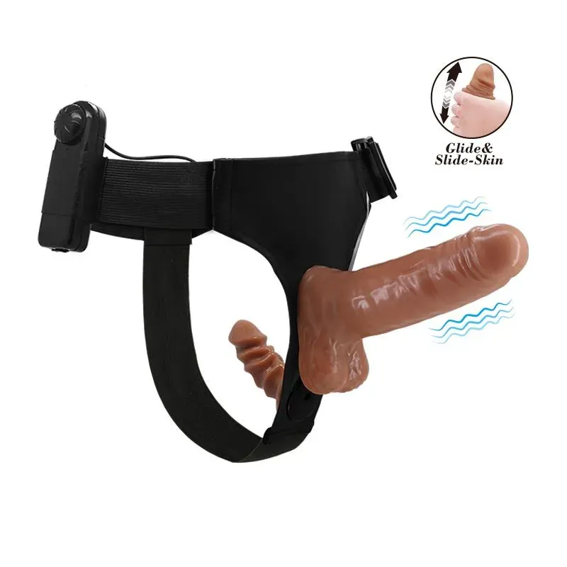 Arnés con Dildo Doble Retractil con Vibración – Arneses