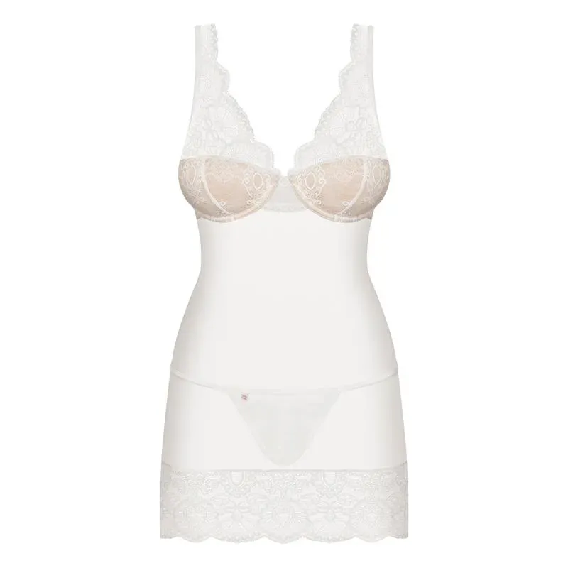 853-CHE-2 Chemise y Tanga Color Blanco – Babydoll/Picardías