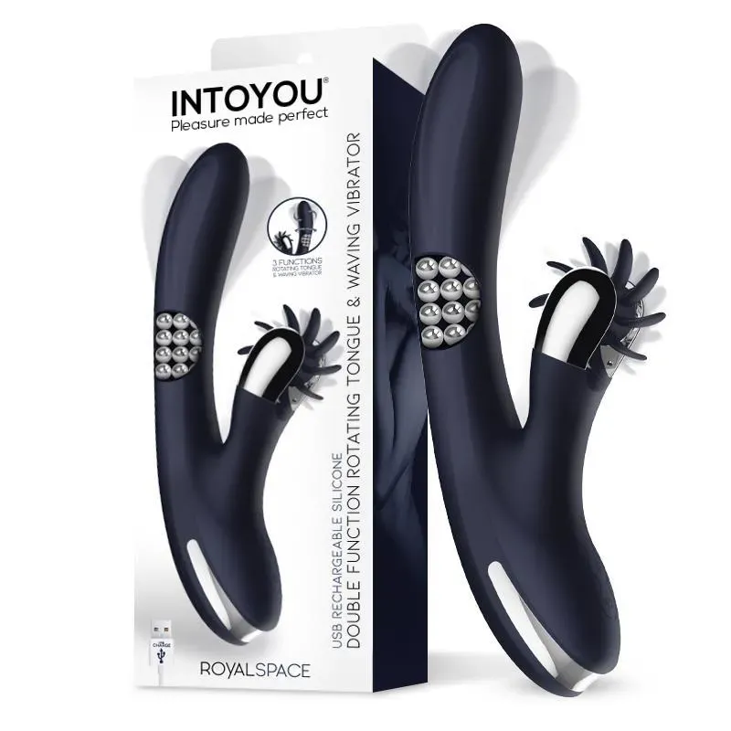 Royalspace Vibrador con Lenguas Estimuladoras y Bolas Internas 360º Azul – Vibradores