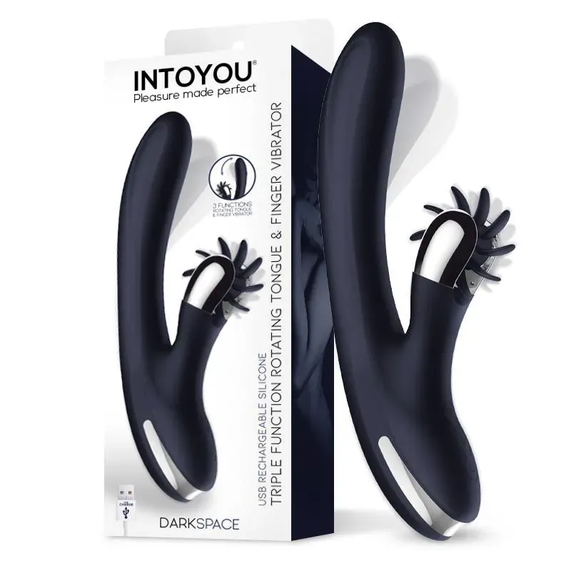 Darkspace Vibrador con Lenguas Rotadora y Movimiento Finger Azul – Vibradores