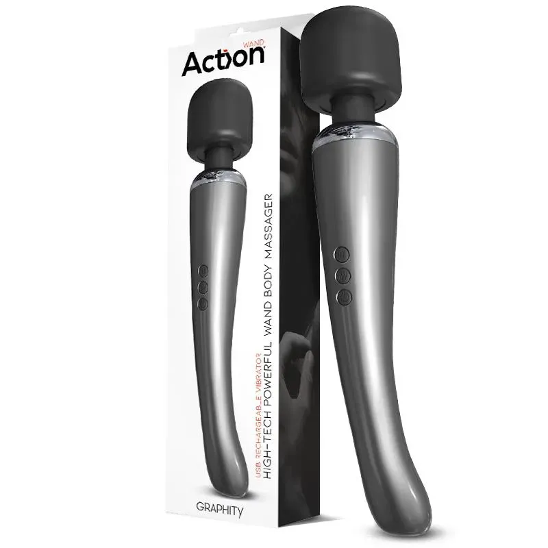 Graphity Wand Masajeador High-Tech Súper Potente Inalámbrico USB Color Grafito Silicona – Masajeadores