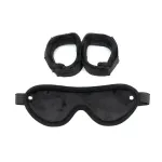 Rimba Bondage Play Máscara y Esposas Ajustables Color Negro