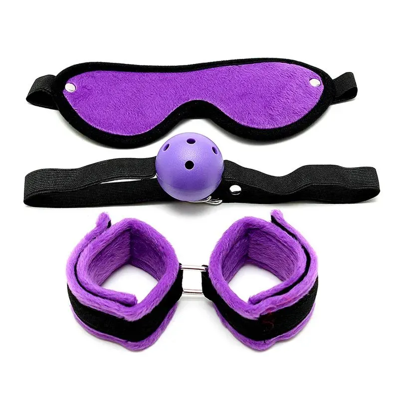 Rimba Bondage Play Set de Bondage 3 Piezas Color Púrpura – BDSM/Kits BDSM