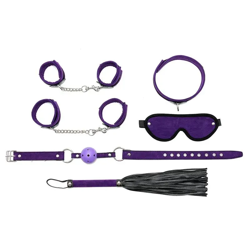 Rimba Bondage Play Set de Bondage 6 Piezas Color Púrpura – BDSM/Kits BDSM