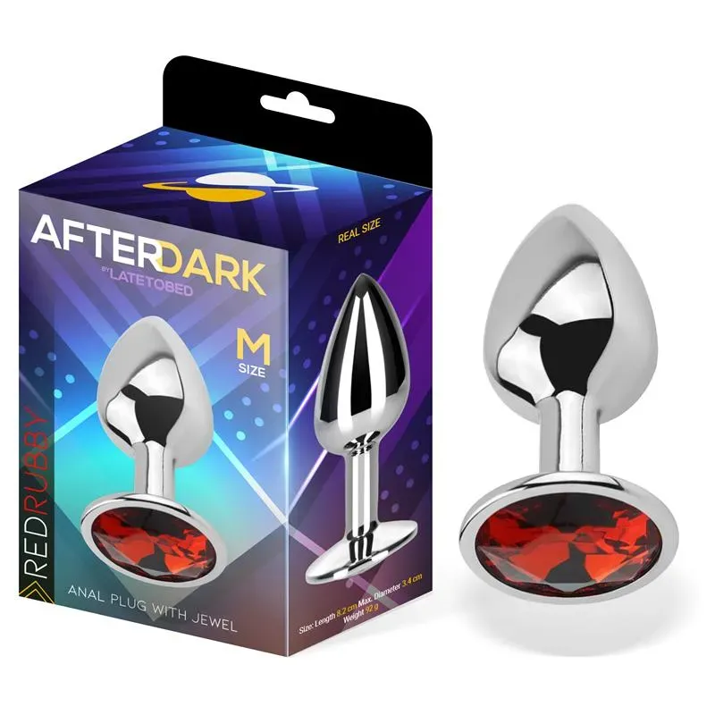 Plug Anal con Joya Rojo Rubí Talla M Aluminio – Anal