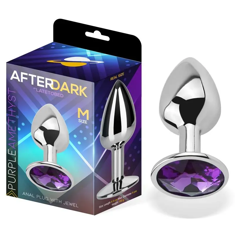 Plug Anal con Joya Púrpura Amatista Talla M Aluminio – Anal
