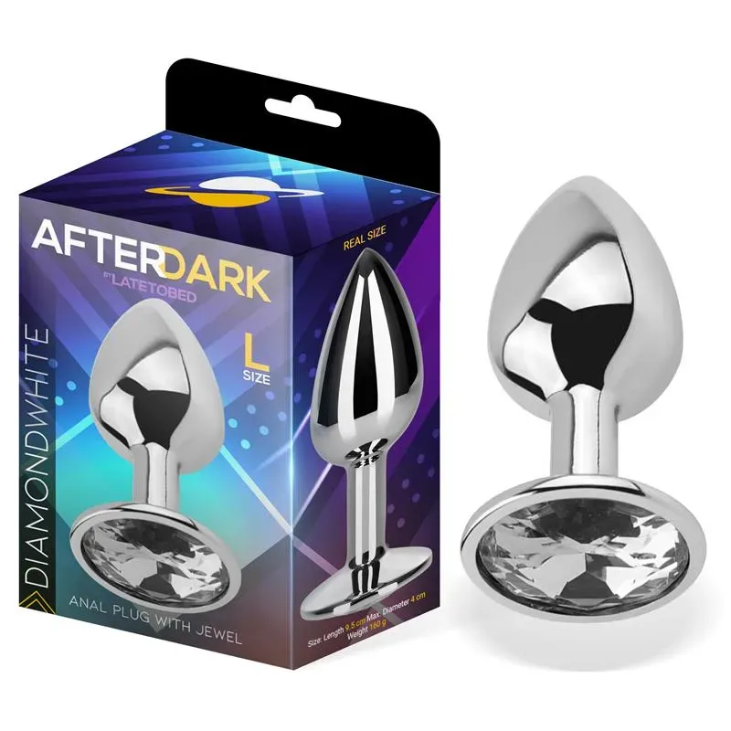 Plug Anal con Joya Color Blanco Diamante Talla L Aluminio – Anal