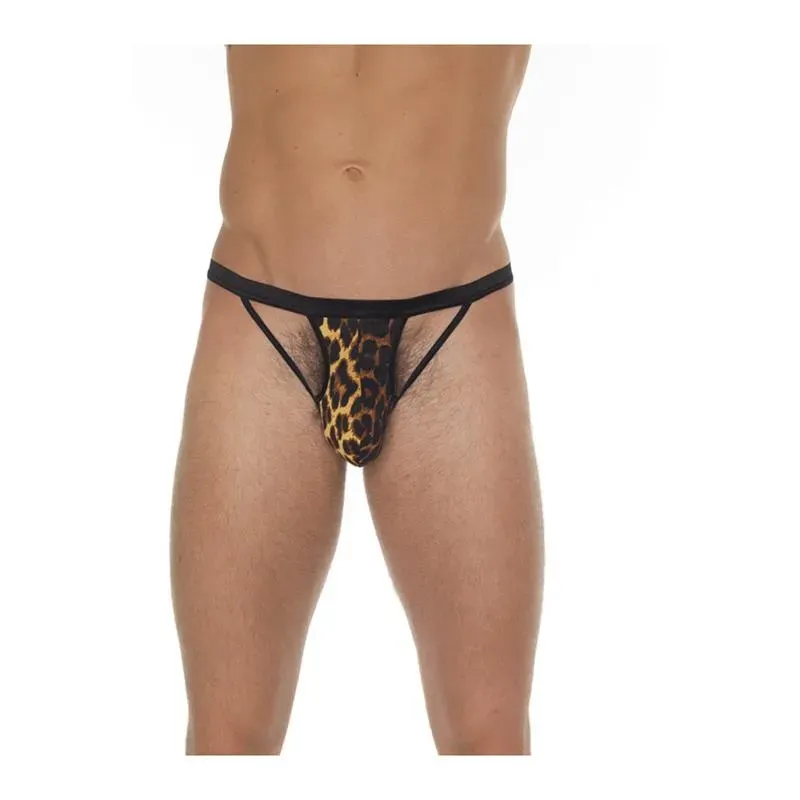 Tanga con Tiras Negro y Leopardo Talla Única – Slips, Tangas y Boxers