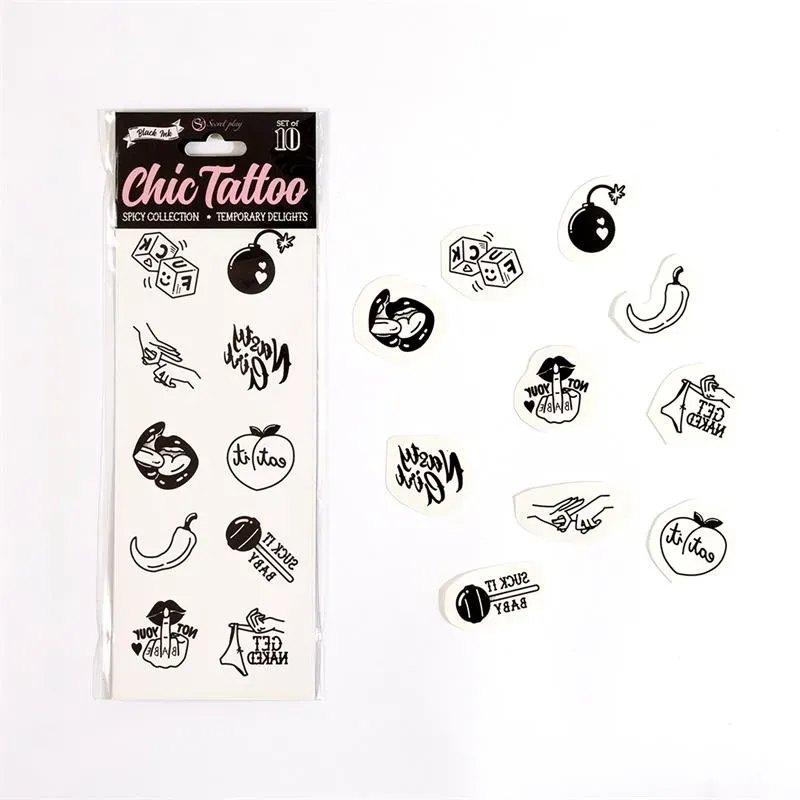 Set de 10 Tattoos Temporales Spicy Collection – Complementos/Artículos Divertidos