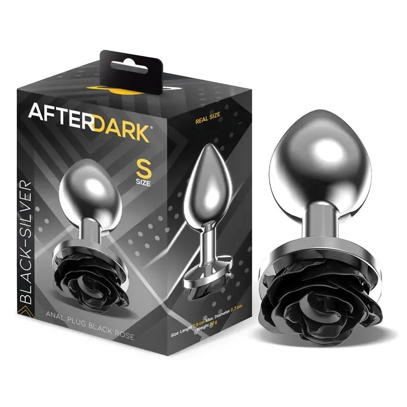 Plug Anal de Metal con Rosa Negra en la Base Talla S – Anal