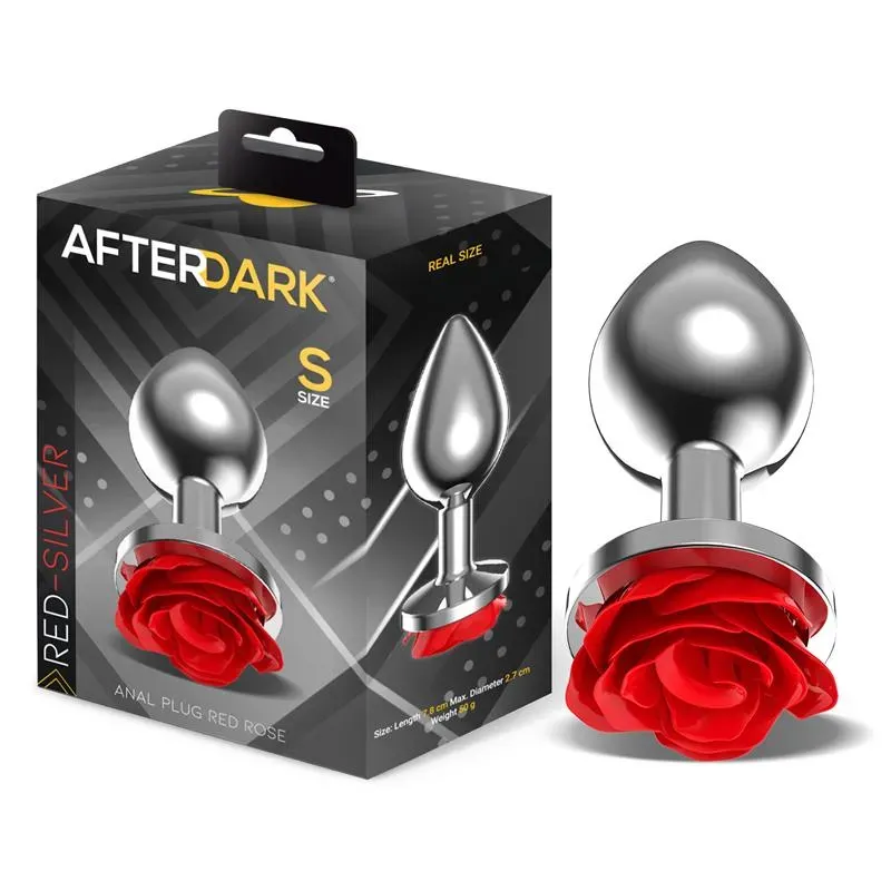 Plug Anal de Metal con Rosa Roja en la Base Talla S – Anal
