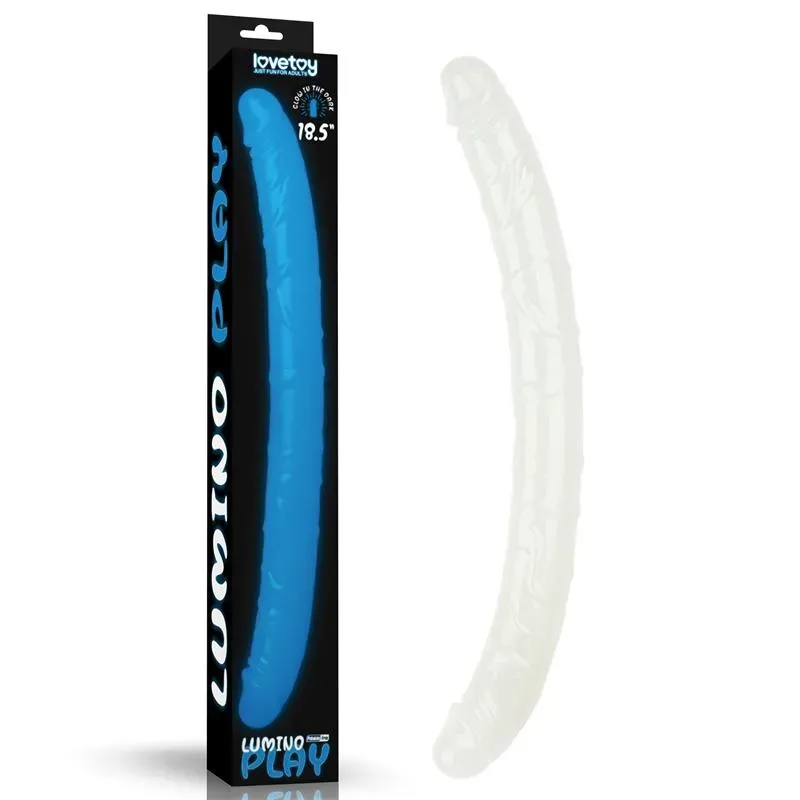 Dildo Doble Lumino Luz Azul 18.5 – Dildos