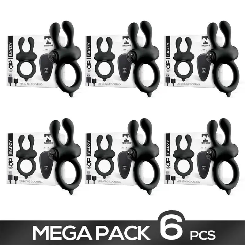Pack de 6 Earzy Anillo Vibrador con Control Remoto USB Magnético Silicona – Anillos Pene