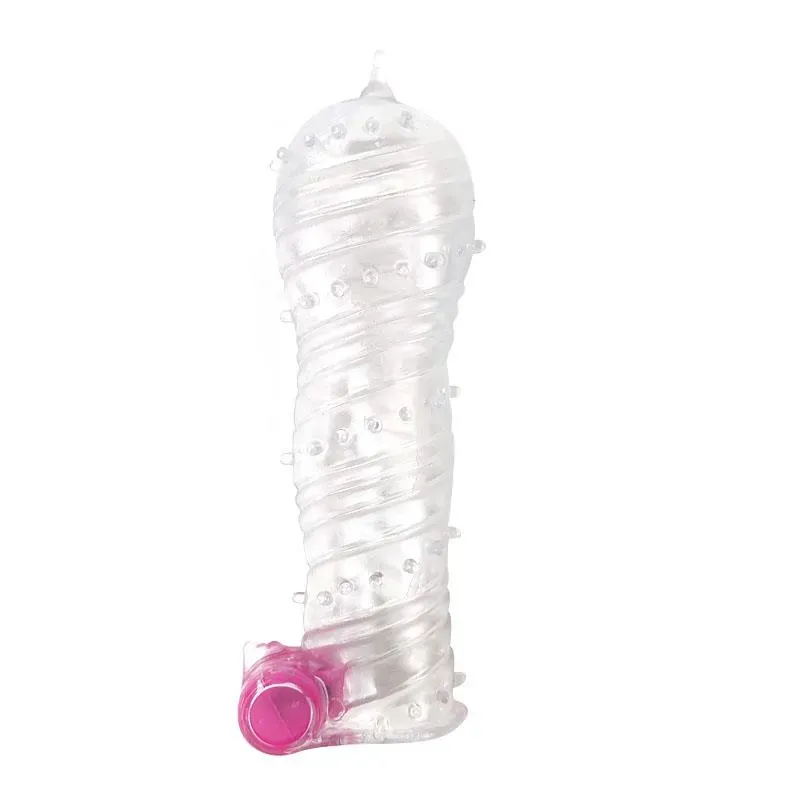 Funda para el Pene Texturizada con Bala Vibradora Transparente – Fundas Pene