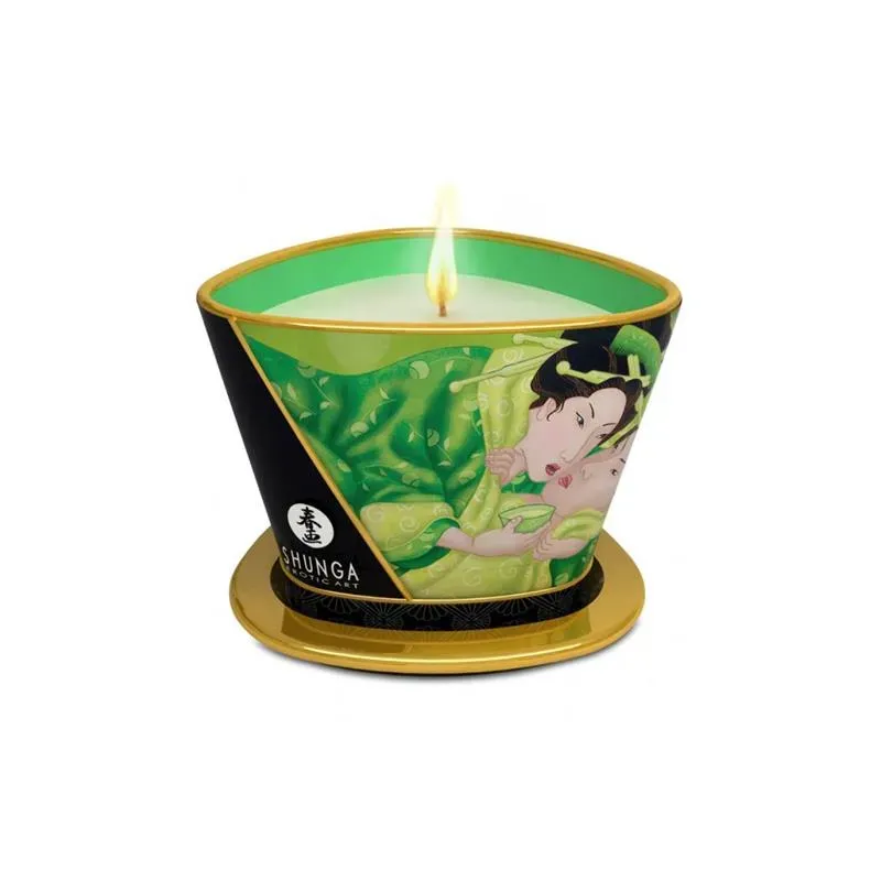Shunga Vela de Masaje Verde Exótico – Incienso, Velas de Masaje, Polvos...
