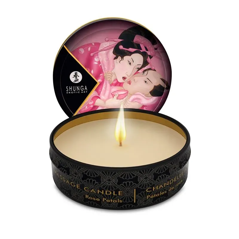 Shunga Mini Vela de Masaje Afrodisíaca Rosa – Incienso, Velas de Masaje, Polvos...