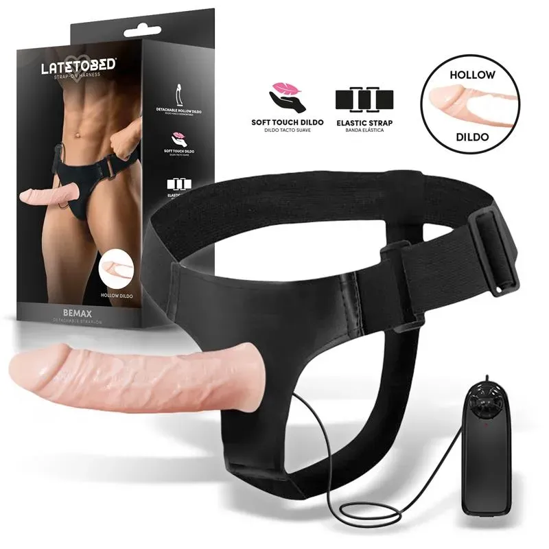 Bemax Arnés con Dildo Hueco Desmontable, Vibración y Control Remoto – Arneses