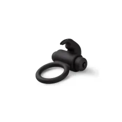 Anillo para Pene con Vibración Conejito Silicona - Negro