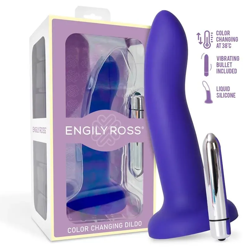 Dildo con Vibración que Cambia de Color Azul a Púrpura Talla M 17 cm – Dildos