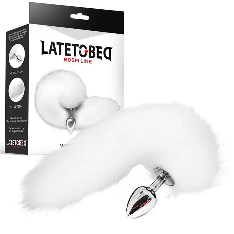 Plug Anal Metal con Cola de Zorro Sedoso 40 cm Blanco – Plugs