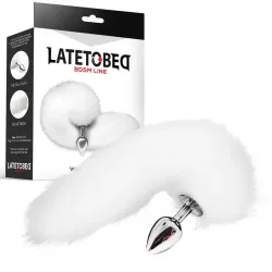 Plug Anal Metal con Cola de Zorro Sedoso 40 cm Blanco
