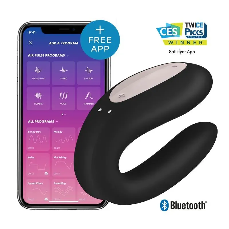 Vibrador para Parejas con APP Double Joy Negro – Estimuladores