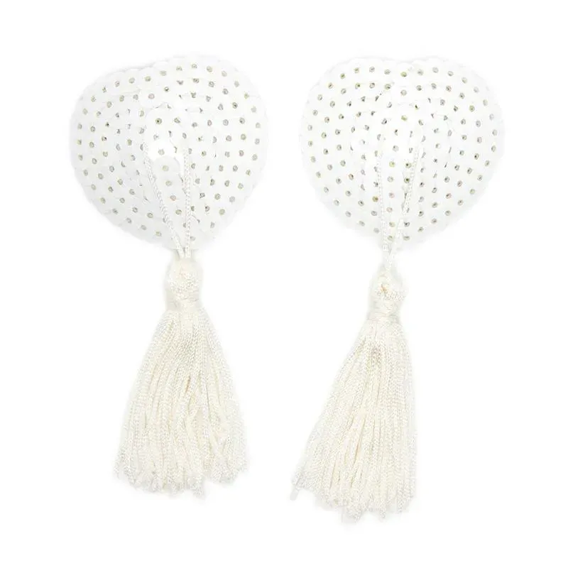 Pezoneras con Lentejuelas y Borla Blanco – Pezoneras