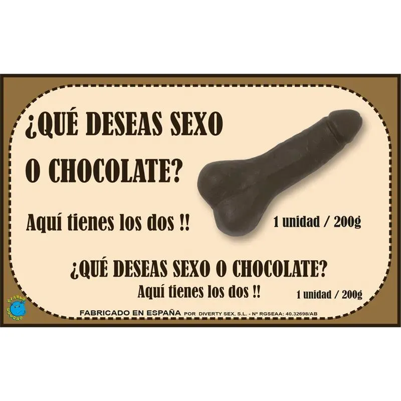 Chocolatina Chocolate Puro Forma de Pene 200 gr – Juegos Comestibles