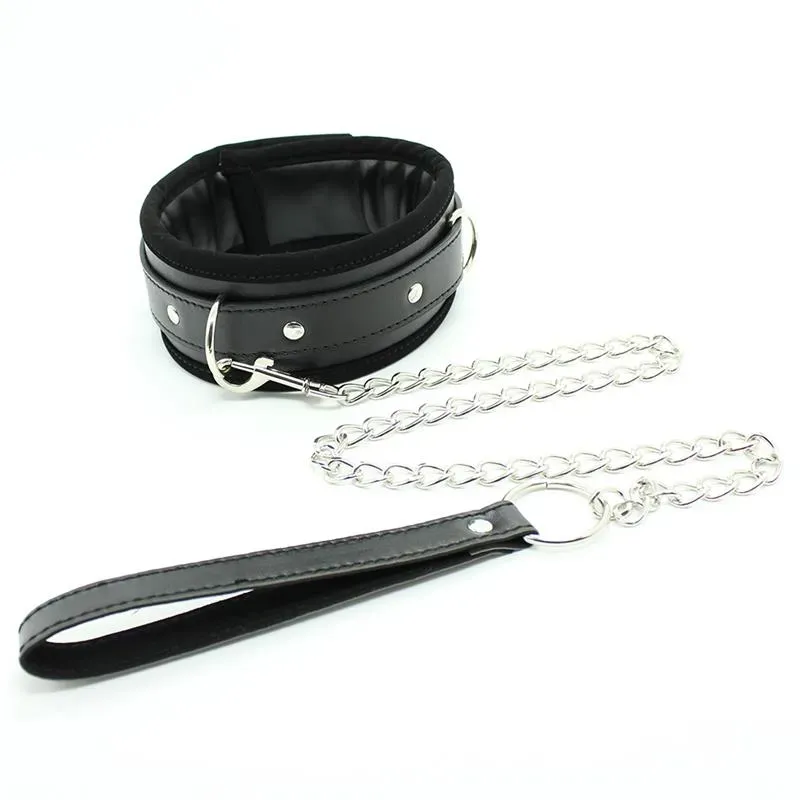 Collar con Correa de Metal e Interior Acolchado Negro – Collares