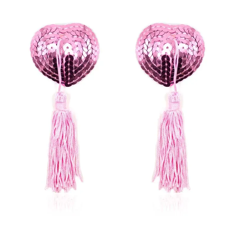 Pezoneras Autoadhesivas Forma de Corazón con Lentejuelas Rosa – Pezoneras